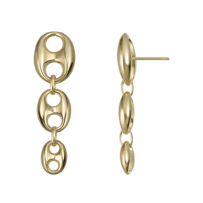 1 1/2" Puffed Gucci Link Dangle Earrings 10K Yellow Gold - bayamjewelry