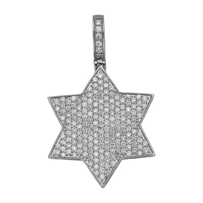 1 1/2" Star of David Diamond Pendant 1.58ct 14K White Gold - bayamjewelry