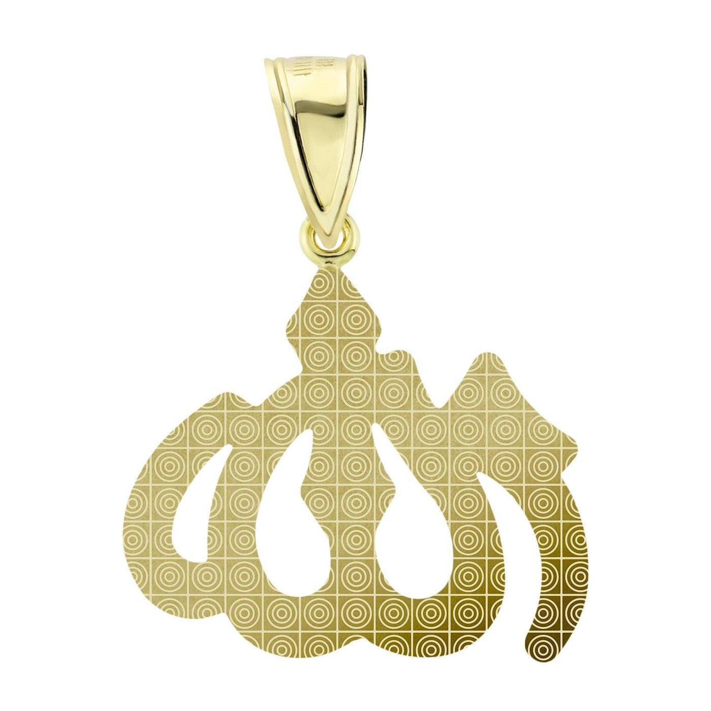 1 3/4" Allah God Arabic Two-Tone Charm Pendant 10K Yellow Gold - bayamjewelry