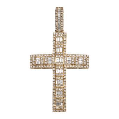 1 3/4" Cross Diamond Pendant 1.65ct 14K Yellow Gold - bayamjewelry