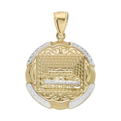 1 3/8" Apostles Last Supper Charm Pendant Diamond Cut 10K Yellow Gold - bayamjewelry