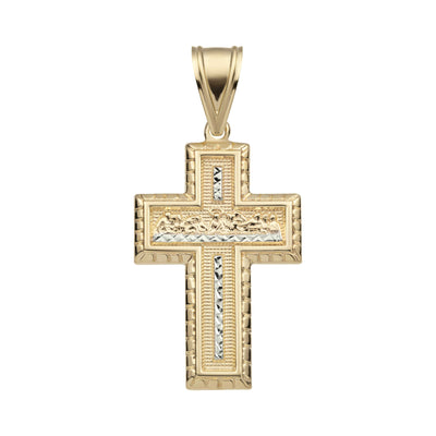 2" Nugget Framed Cross Last Supper Pendant 10K Yellow Gold