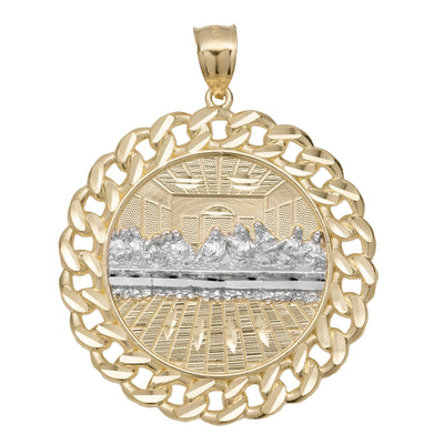 2 3/8" Last Supper Medallion Miami Cuban Pendant Solid 10K Yellow Gold - bayamjewelry