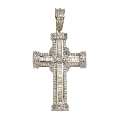 2" Cross Diamond Pendant 2.02ct 14K Yellow Gold - bayamjewelry