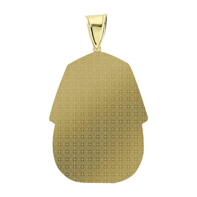 2" Pharaoh Egyptian King Diamond Cut Pendant 10K Yellow Gold - bayamjewelry