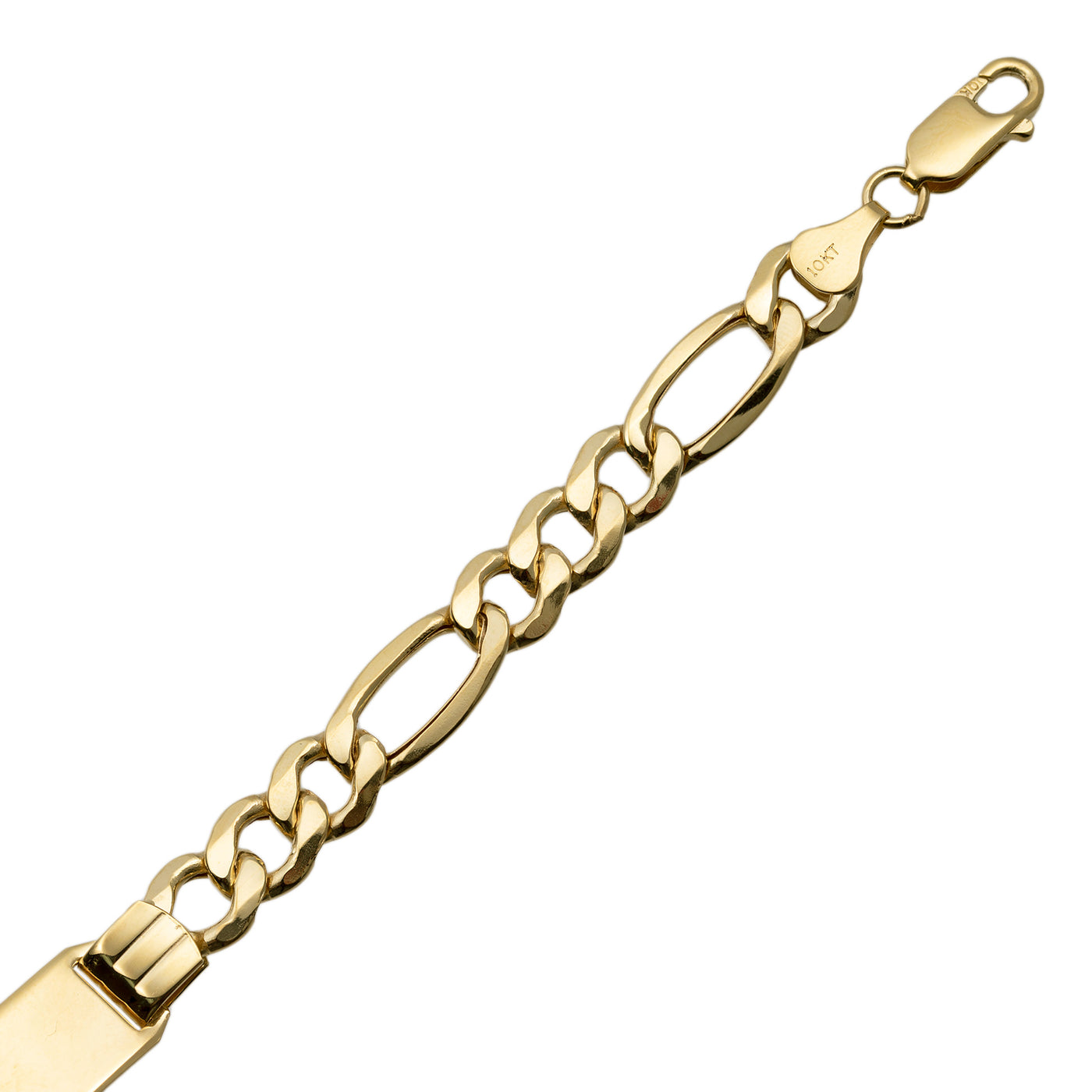 Figaro Link ID Bracelet 10K Yellow Gold - Hollow