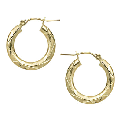 3/4" Diamond Cut Hoop Earrings 10K Yellow Gold - bayamjewelry