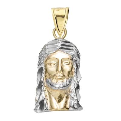 3/4" Diamond Cut Jesus Head Charm Pendant Solid 10K Yellow Gold - bayamjewelry