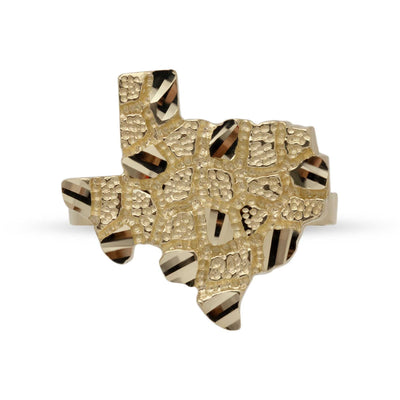 Map of Texas Nugget Ring Solid 10K Yellow Gold