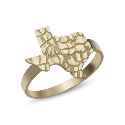 Women's Map of Texas Nugget Ring 10K Yellow Gold