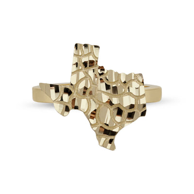 Women's Map of Texas Nugget Ring 10K Yellow Gold
