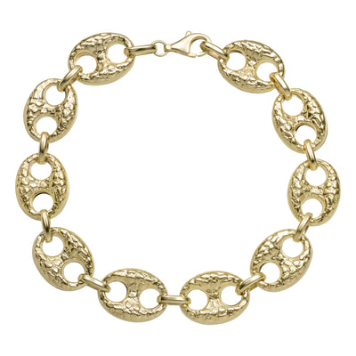 Nugget Puffed Gucci Link Chain Bracelet 10K Yellow Gold - Hollow
