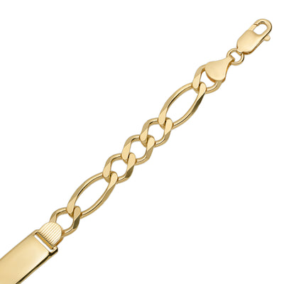 Figaro Link ID Bracelet 10K Yellow Gold - Solid