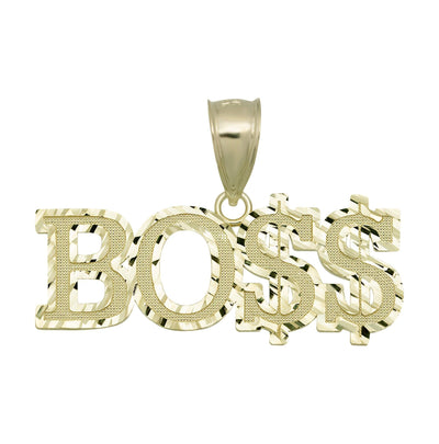 "Boss" Script Pendant 10K Solid Yellow Gold - bayamjewelry