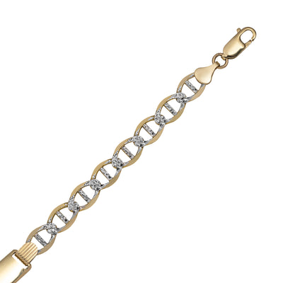 Pave Mariner ID Bracelet 10K Yellow White Gold - Solid