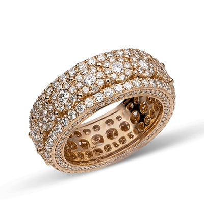Cluster Eternity Band Diamond Ring 5.9ct 14K Yellow Gold - bayamjewelry