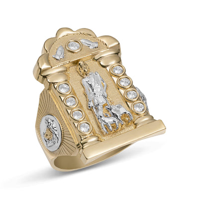 CZ Jesus Ring Solid 10K Yellow Gold - bayamjewelry