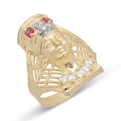 CZ Pharaoh Egyptian King Ring Solid 10K Yellow Gold - bayamjewelry