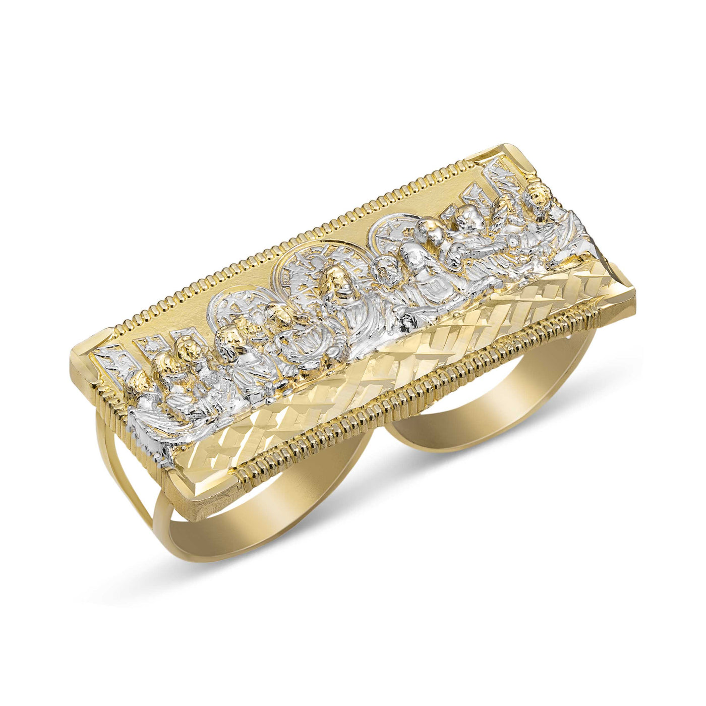 Last Supper Two-Finger Ring 10K Yellow Gold