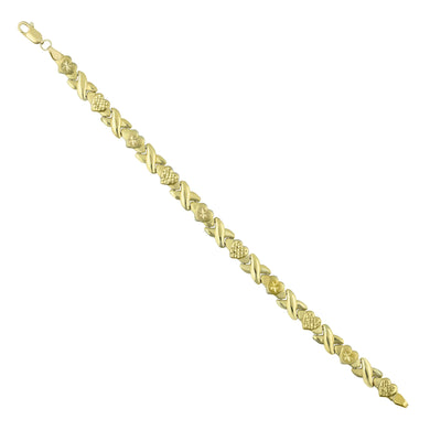 Diamond Cut Hearts & Kisses Stampato Bracelet 14K Yellow Gold - bayamjewelry