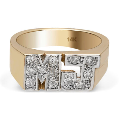 Diamond Initial Ring 14K Gold - Style 15 - bayamjewelry