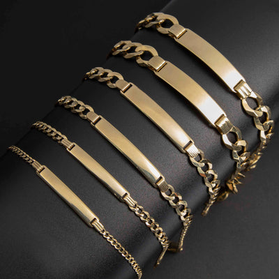 Miami Curb Link ID Bracelet 10K Yellow Gold - Solid