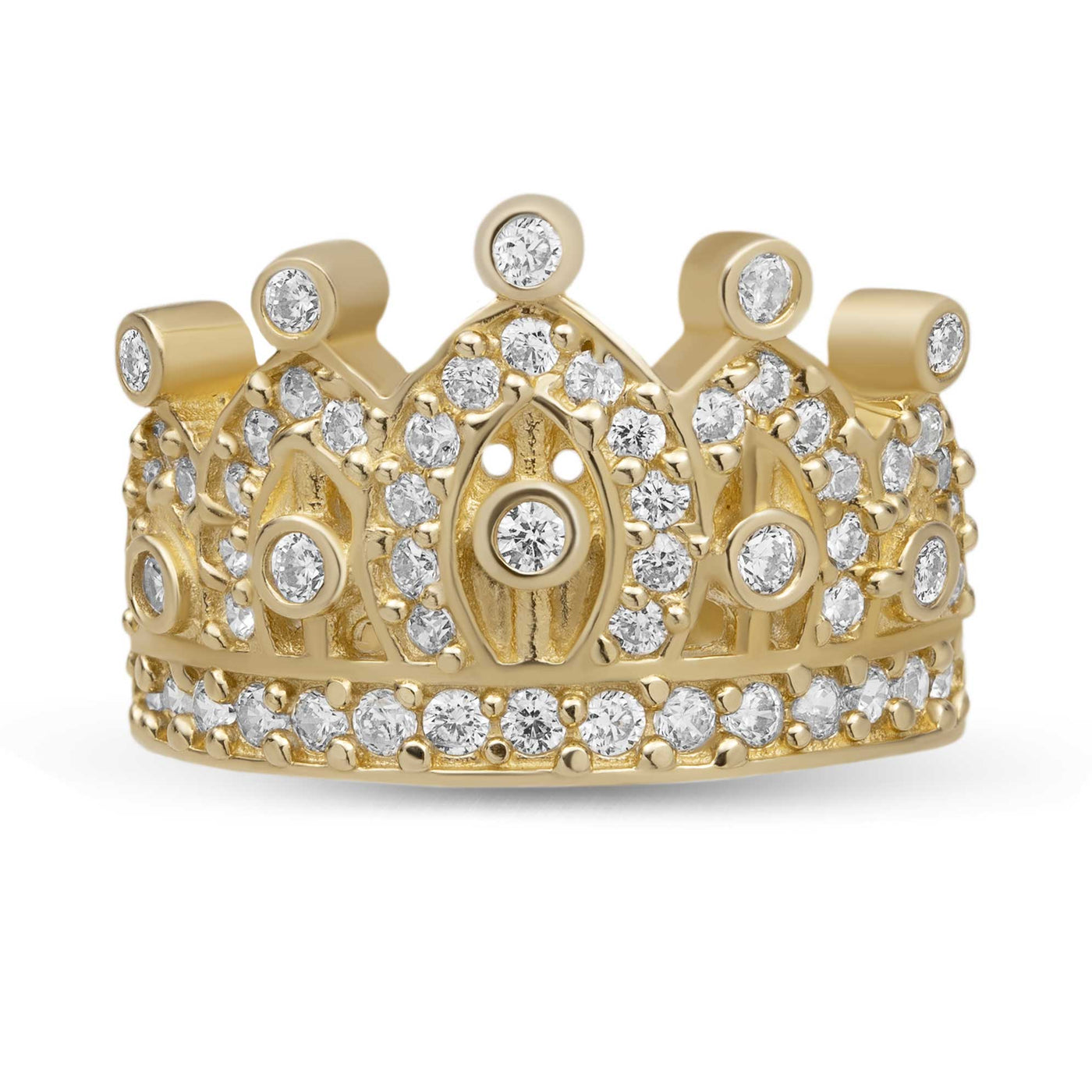 CZ Royal Crown Ring 10K Yellow Gold