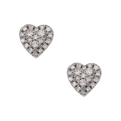 Heart Diamond Stud Earrings 0.18ct 14K White Gold - bayamjewelry