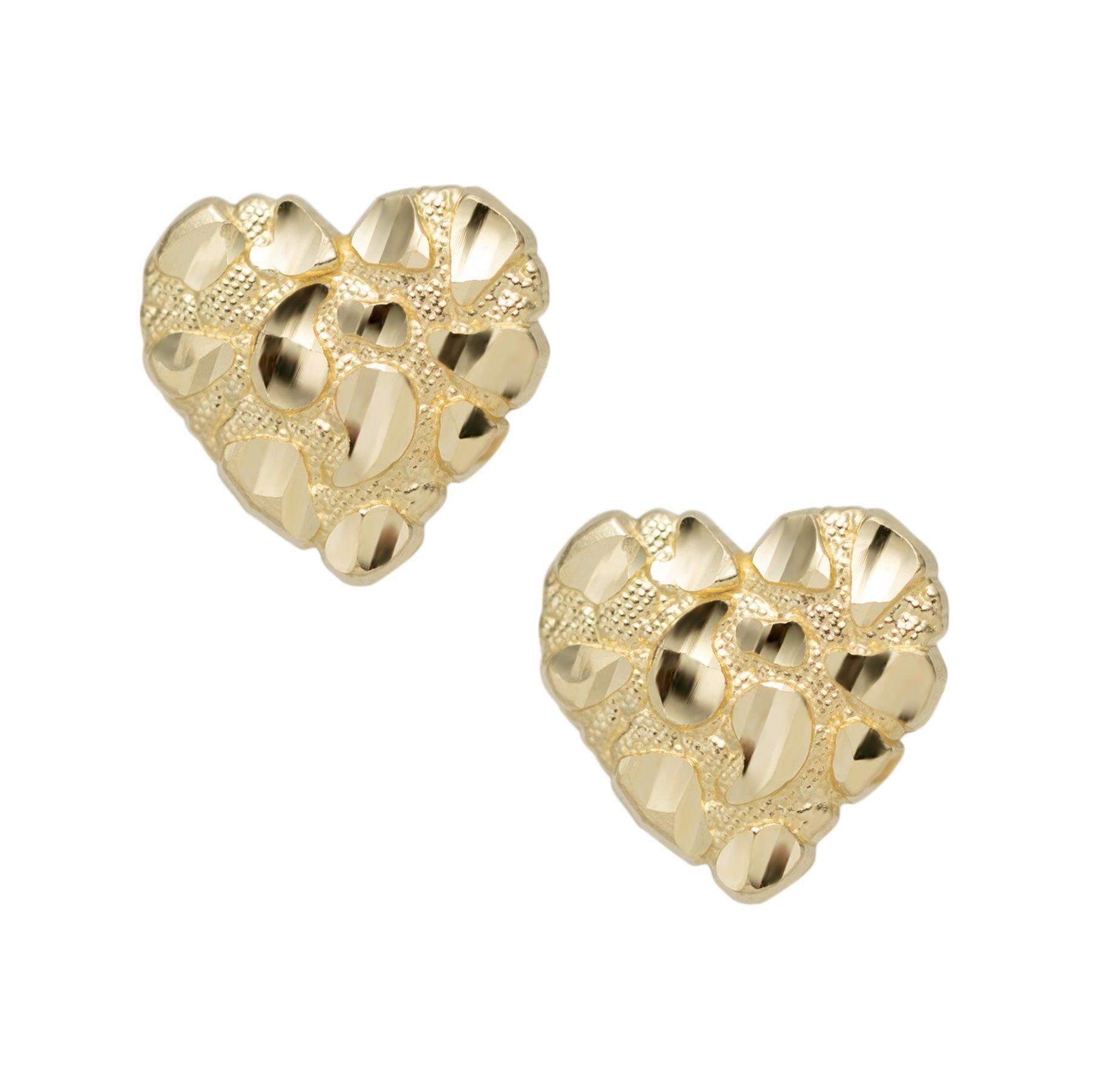 Solid 14K Yellow Gold Heart Earrings