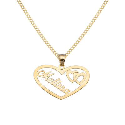 Ladies Heart Design Name Plate Necklace 14K Gold - Style 146 - bayamjewelry