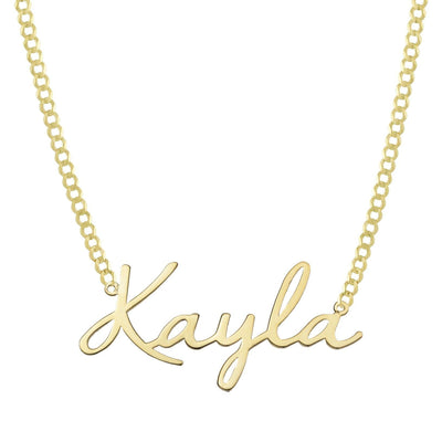 Ladies Name Plate Necklace 14K Gold - Style 10 - bayamjewelry