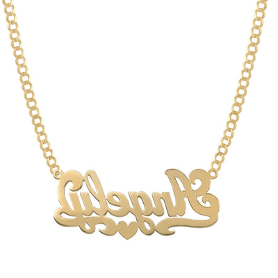 Ladies Script Name Plate Necklace 14K Gold - Style 76 - bayamjewelry