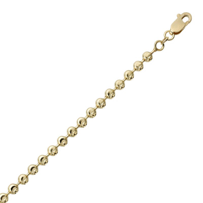 Men's Moon Cut Bead Ball Dog Tag Bracelet 14K Gold - bayamjewelry
