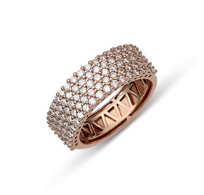 Multi-Row Band Diamond Ring 2.99ct 14K Rose Gold - bayamjewelry