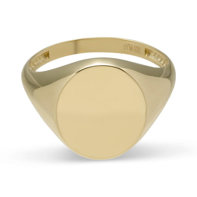 Oval Signet Ring Solid 10K Yellow Gold - bayamjewelry