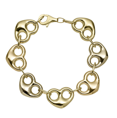 Puffed Heart Shape Link Bracelet 10K Yellow Gold - bayamjewelry