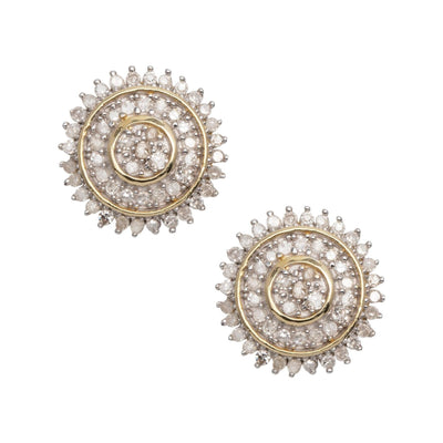 Sunflower Design Micro-Pavé Diamond Stud Earrings 0.33ct 10K Yellow Gold - bayamjewelry