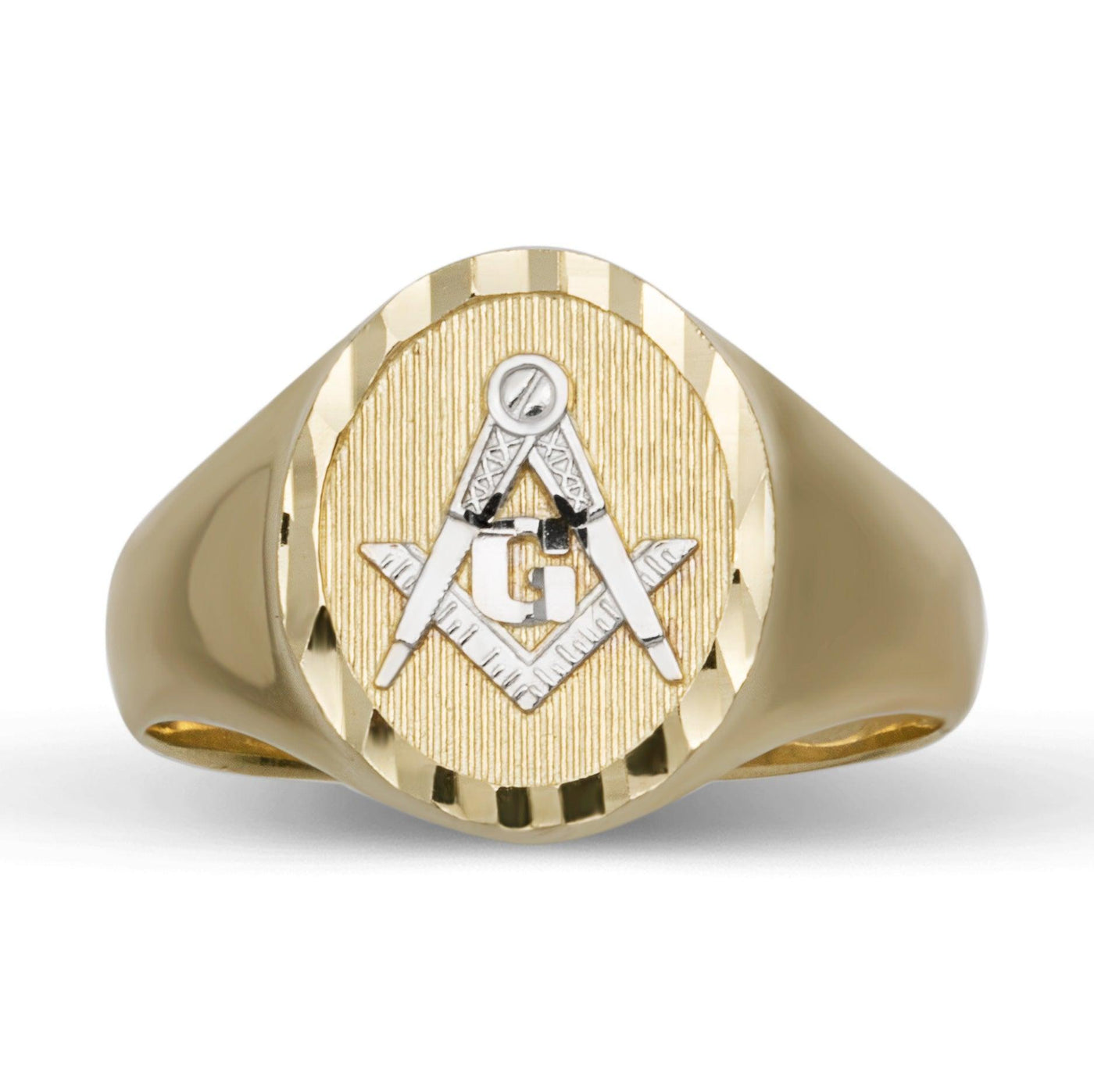 The Square and Compass Signet Ring Solid 10K Yellow Gold - bayamjewelry
