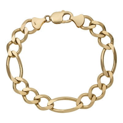 Women's Figaro Link Bracelet 14K Yellow Gold - Solid - bayamjewelry