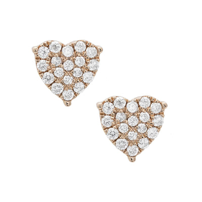 Women's Heart Diamond Stud Earrings 0.53ct 14K Rose Gold - bayamjewelry