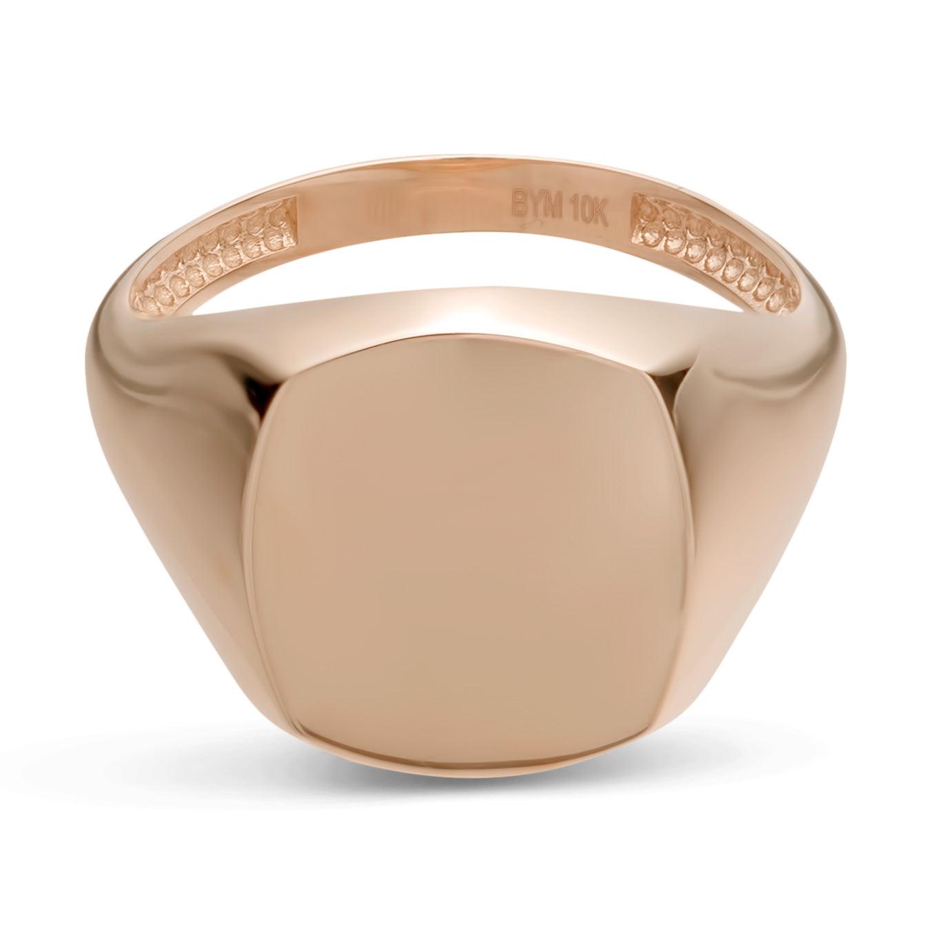 Women's Large Signet Ring Solid 10K Rose Gold - bayamjewelry