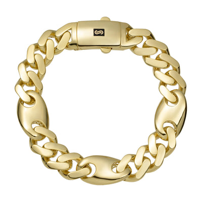 Women's Mariner Monaco Miami Cuban Link Chain Bracelet 10K Yellow Gold - Hollow - bayamjewelry