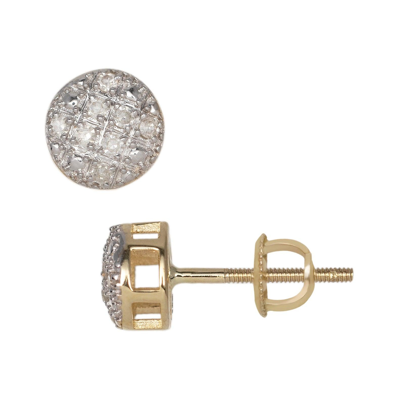 Women's Micro-Pavé Round Diamond Stud Earrings 0.09ct 10K Yellow Gold - bayamjewelry