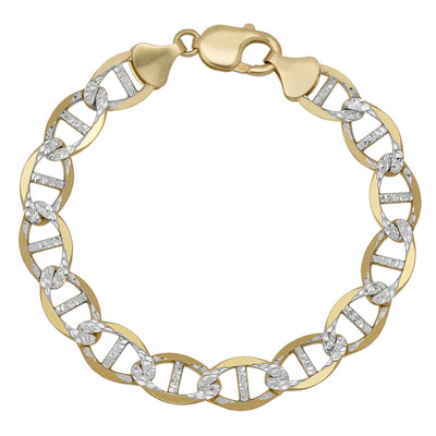 Women's Pave Mariner Link Bracelet 10K Yellow White Gold - Solid - bayamjewelry