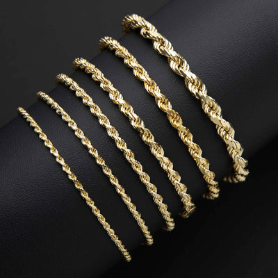 Women's Rope Chain Bracelet 10K Yellow Gold - Solid - bayamjewelry