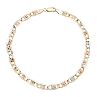 Women's Valentino Link Chain Bracelet 10K Tri-Color Gold - bayamjewelry