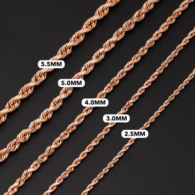 Women's Rope Chain 10K Rose Gold - Hollow
