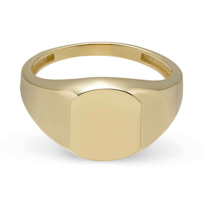 Women's Medium Signet Ring Solid 14K Yellow Gold