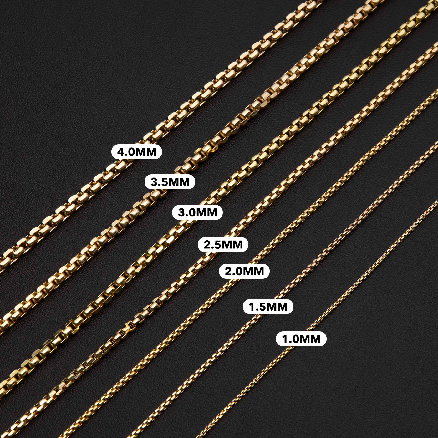 Round Box Link Chain Necklace 14K Yellow Gold - Hollow