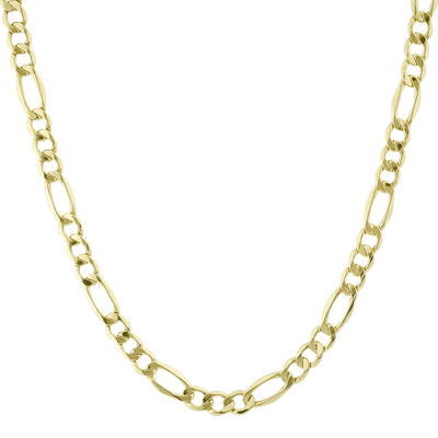 Figaro Link Chain Necklace 10K Yellow Gold - Hollow